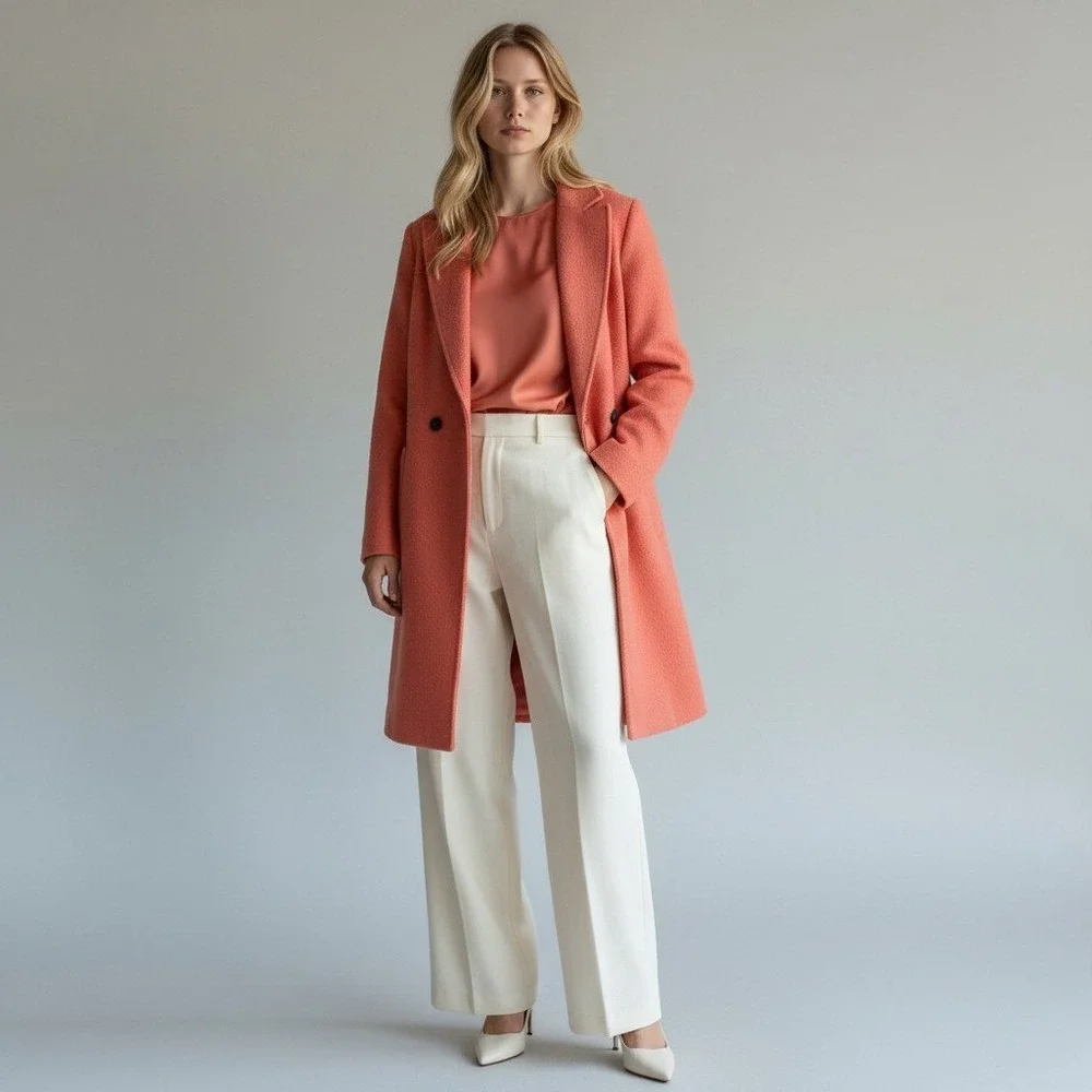 J. Crew Women's Daphne Topcoat Size 4 Coral Italian Boiled Wool J4864 - Picture 1 of 12